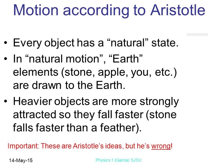 Aristotle's laws of motion « KaiserScience